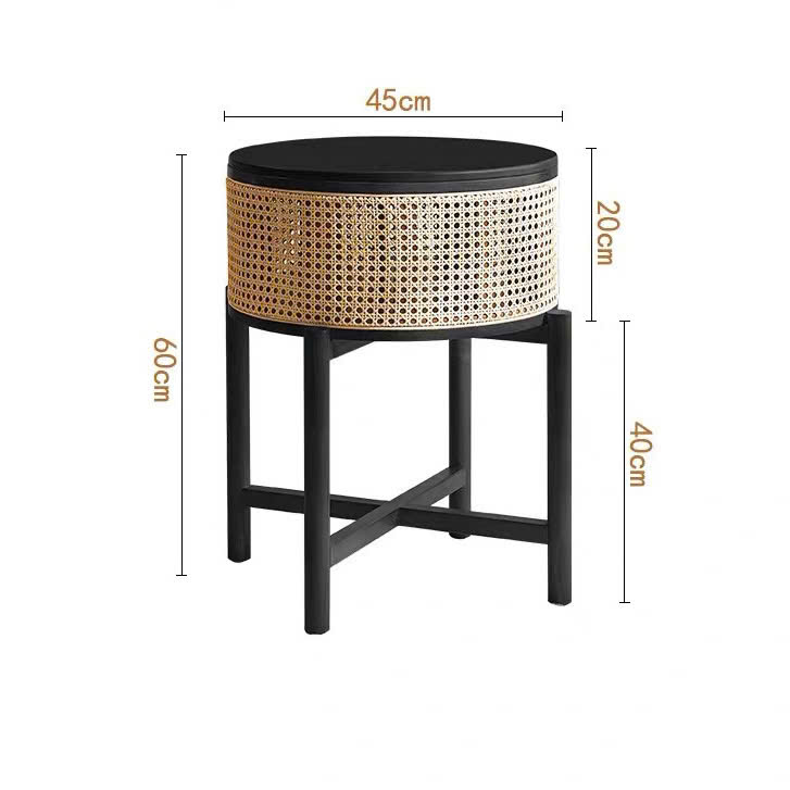 Bàn trà, giỏ gỗ phối mây VGD04