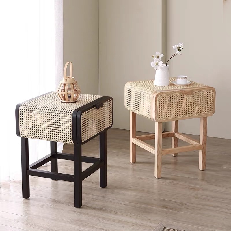 Bàn trà, Tủ tab mini gỗ phối mây VGD08
