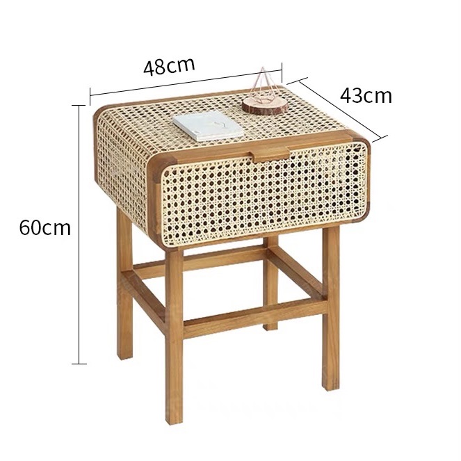 Bàn trà, Tủ tab mini gỗ phối mây VGD08