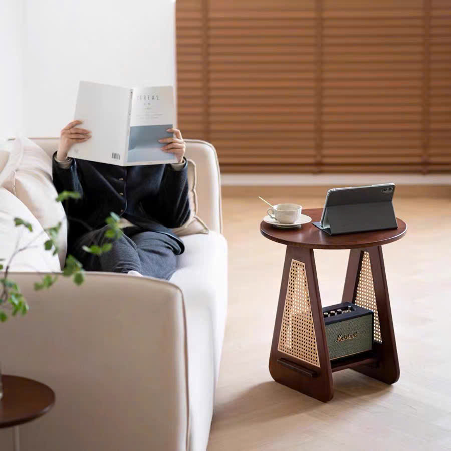 Bàn trà, Tủ tab mini gỗ phối mây VGD11