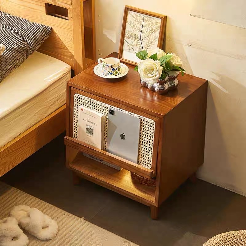 Bàn trà, Tủ tab mini gỗ phối mây VGD12