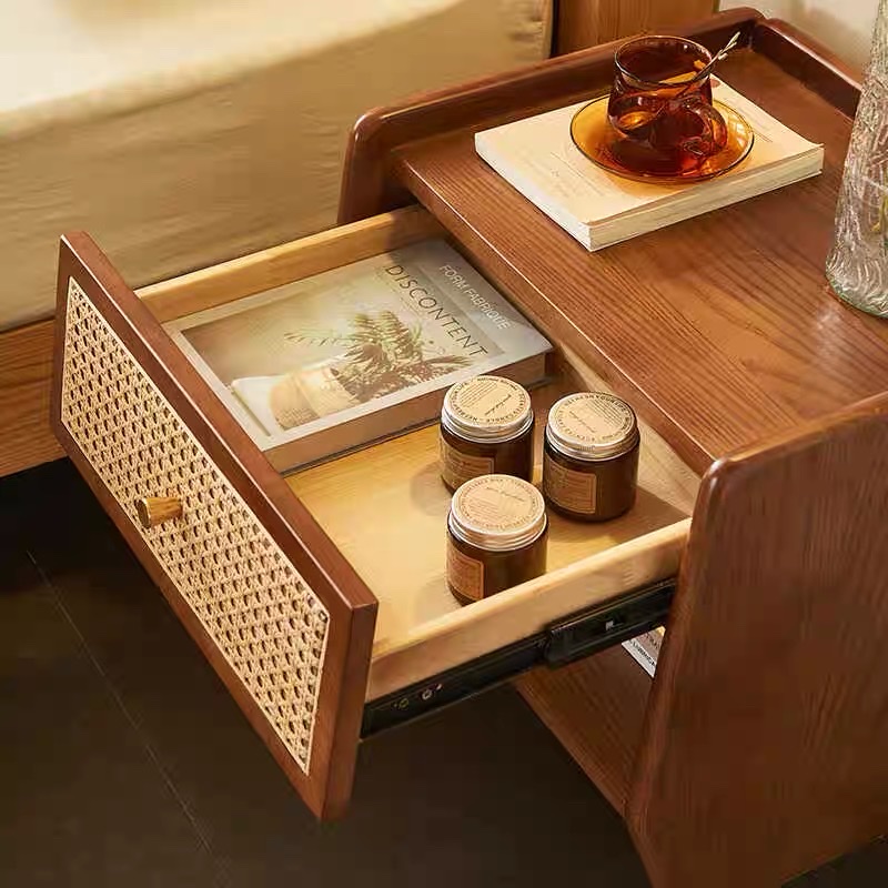 Bàn trà, Tủ tab mini gỗ phối mây VGD15