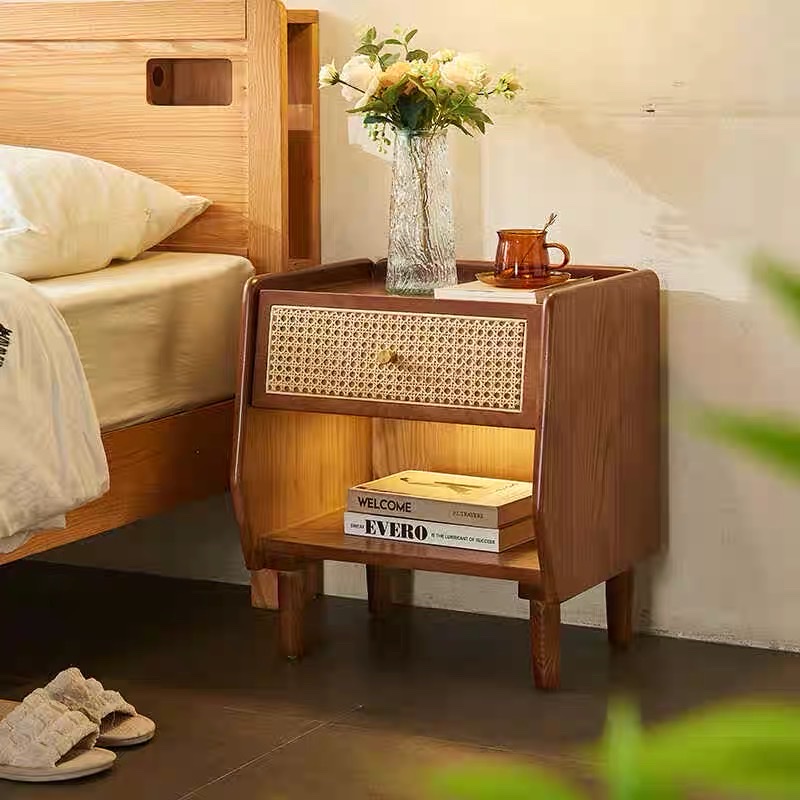 Bàn trà, Tủ tab mini gỗ phối mây VGD15