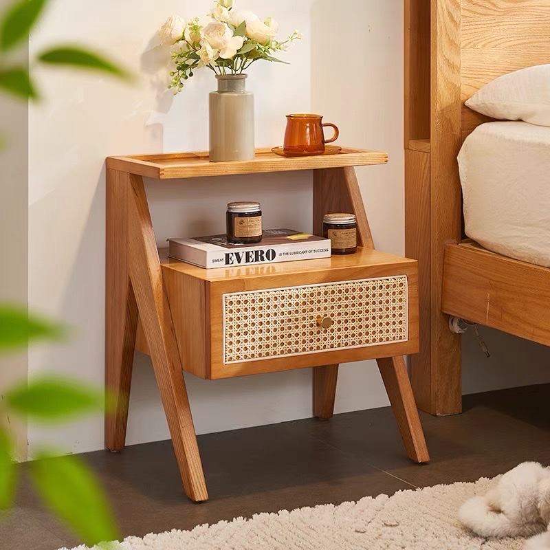Bàn trà, Tủ tab mini gỗ phối mây VGD14