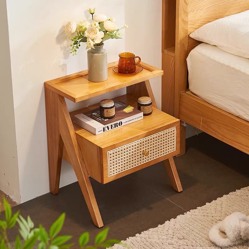 Bàn trà, Tủ tab mini gỗ phối mây VGD14