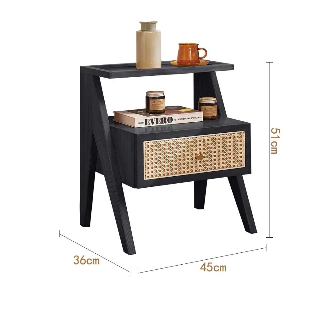 Bàn trà, Tủ tab mini gỗ phối mây VGD14