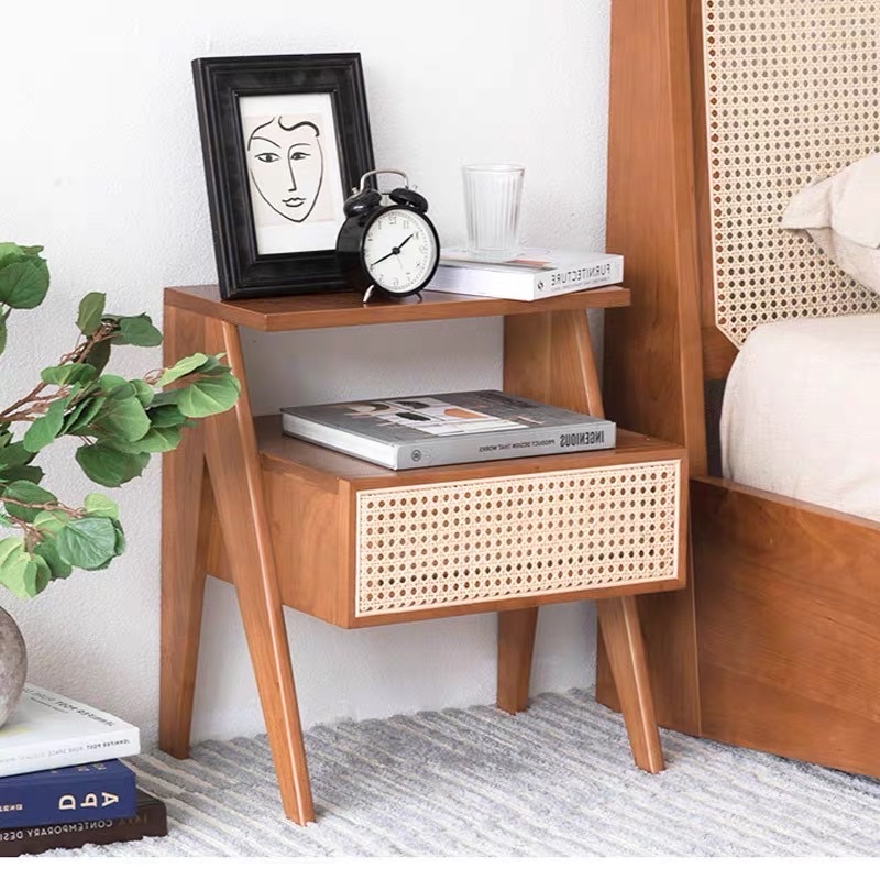 Bàn trà, Tủ tab mini gỗ phối mây VGD14