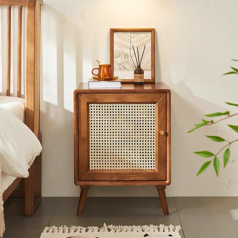 Bàn trà, Tủ tab mini gỗ phối mây VGD16