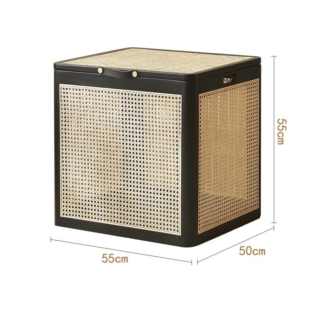 Bàn trà, Giỏ để đồ gỗ phối mây VTĐ23