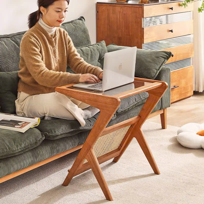 Bàn trà, Tủ tab mini gỗ phối mây VGD17