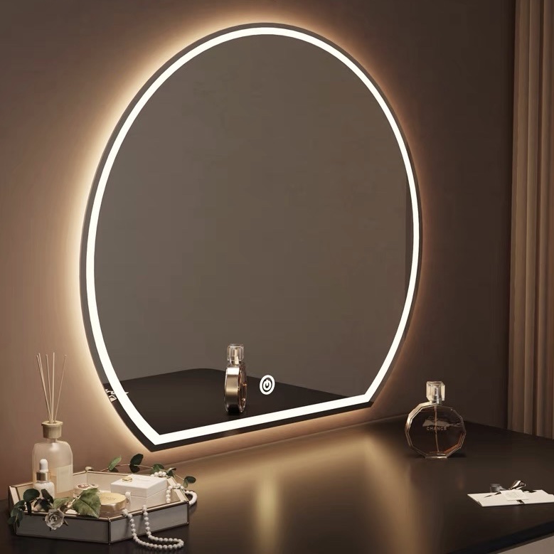 Gương tròn khuyết led cảm ứng cách