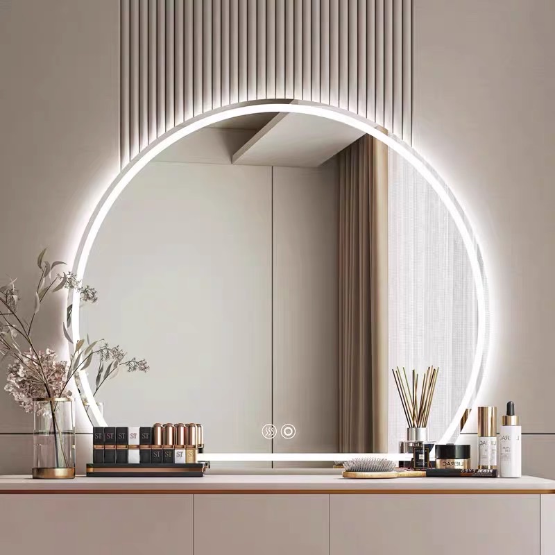 Gương tròn khuyết led cảm ứng cách