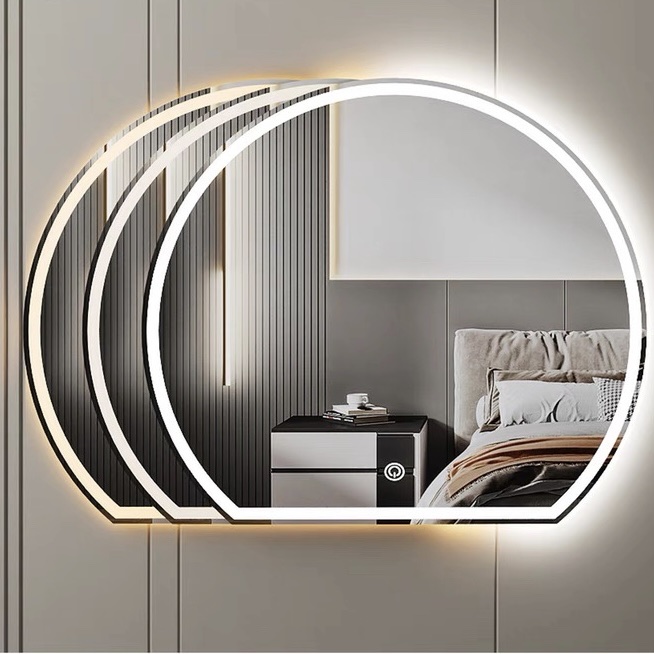 Gương tròn khuyết led cảm ứng cách