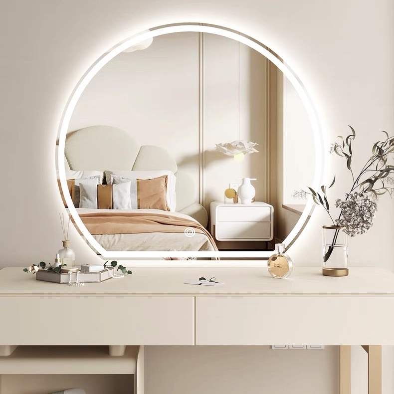 Gương tròn khuyết led cảm ứng cách