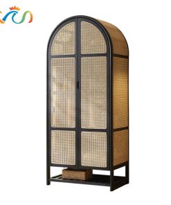 Tủ quần áo gỗ phối mây dáng vòm VT03