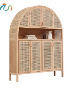 Tủ gỗ phối mây dáng vòm VT21