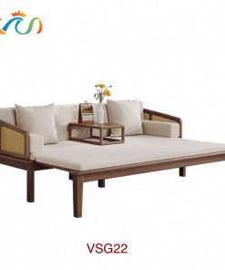Ghế Sofa Bed, Sofa Giường Gỗ Phối Mây VSG22