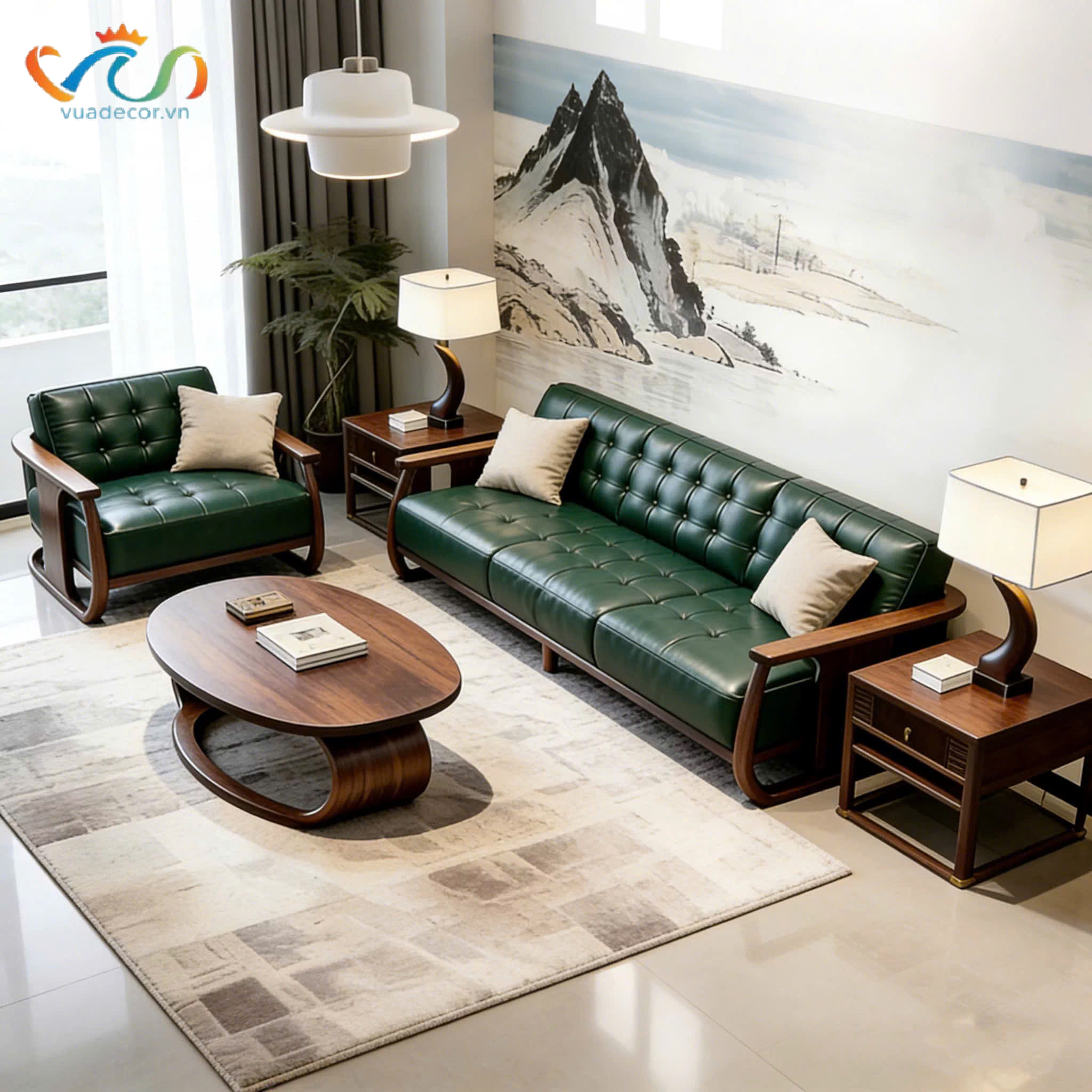 Sofa Gỗ Tự Nhiên VUADECOR VS126 Cao Cấp – Sofa Phòng Khách Khung Gỗ  Uốn Cong Sang Trọng