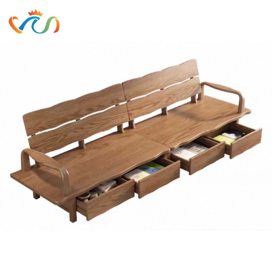 Ghế sofa gỗ đệm nỉ, da có hộc để đồ VUADECOR VS79