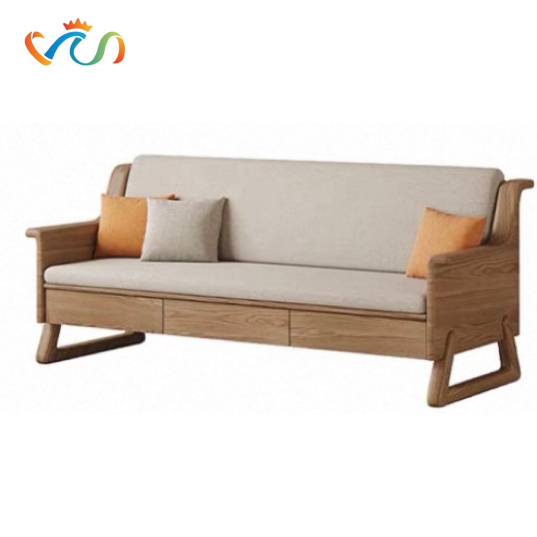 Ghế sofa gỗ đệm nỉ, da có ngăn để đồ VUADECOR VS82