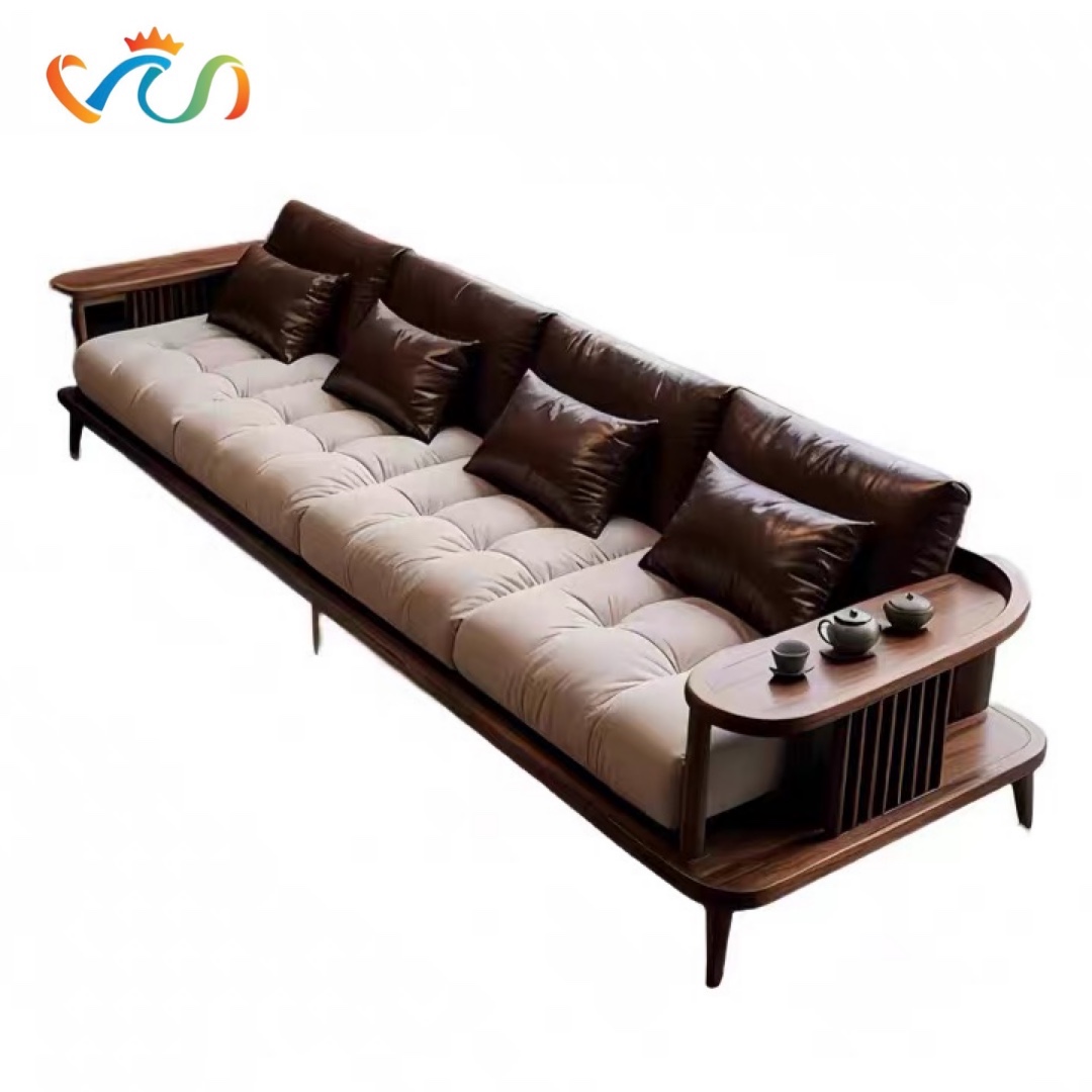 Ghế sofa gỗ tự nhiên đệm nỉ, da VUADECOR VS90