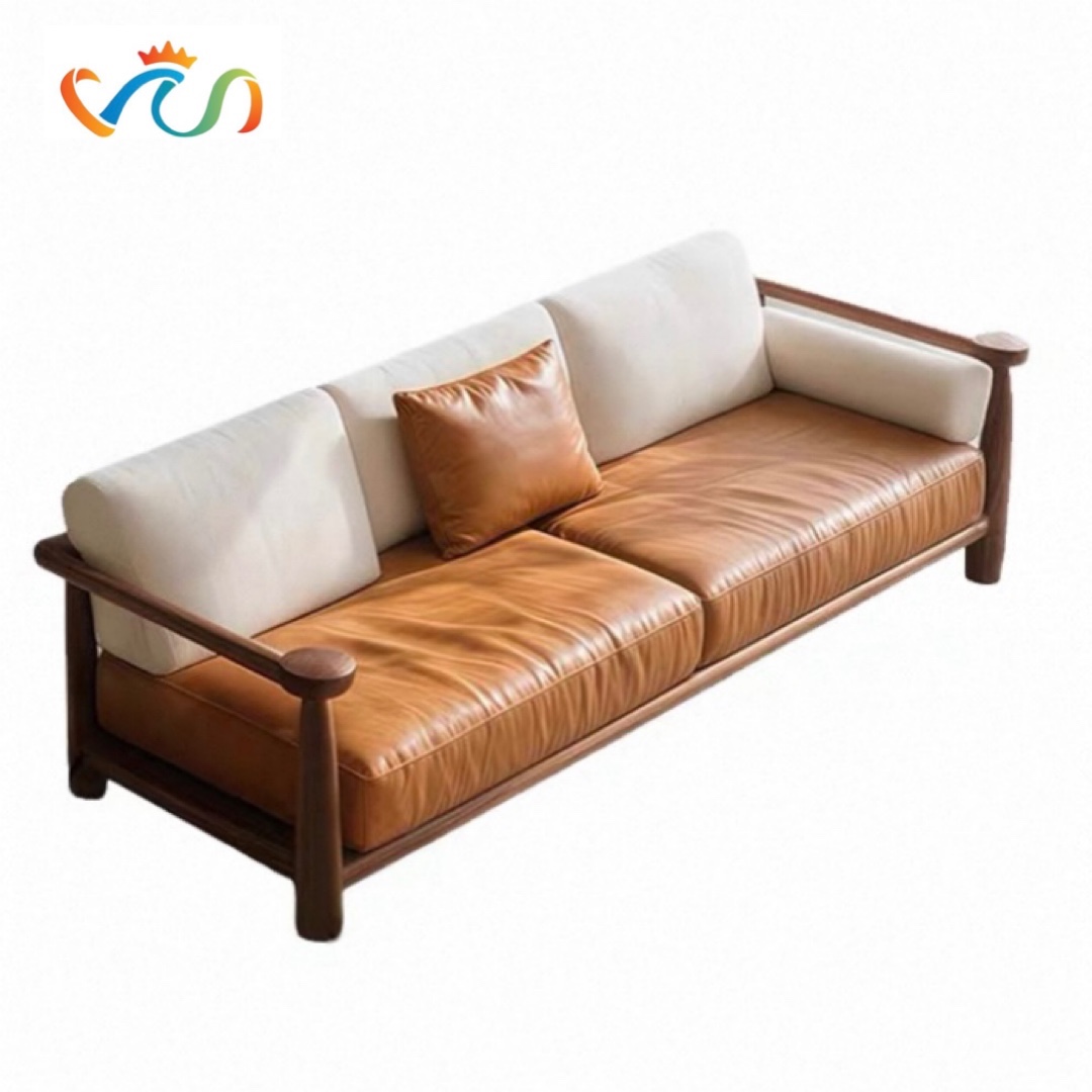 Ghế sofa gỗ tự nhiên đệm nỉ, da VUADECOR VS106