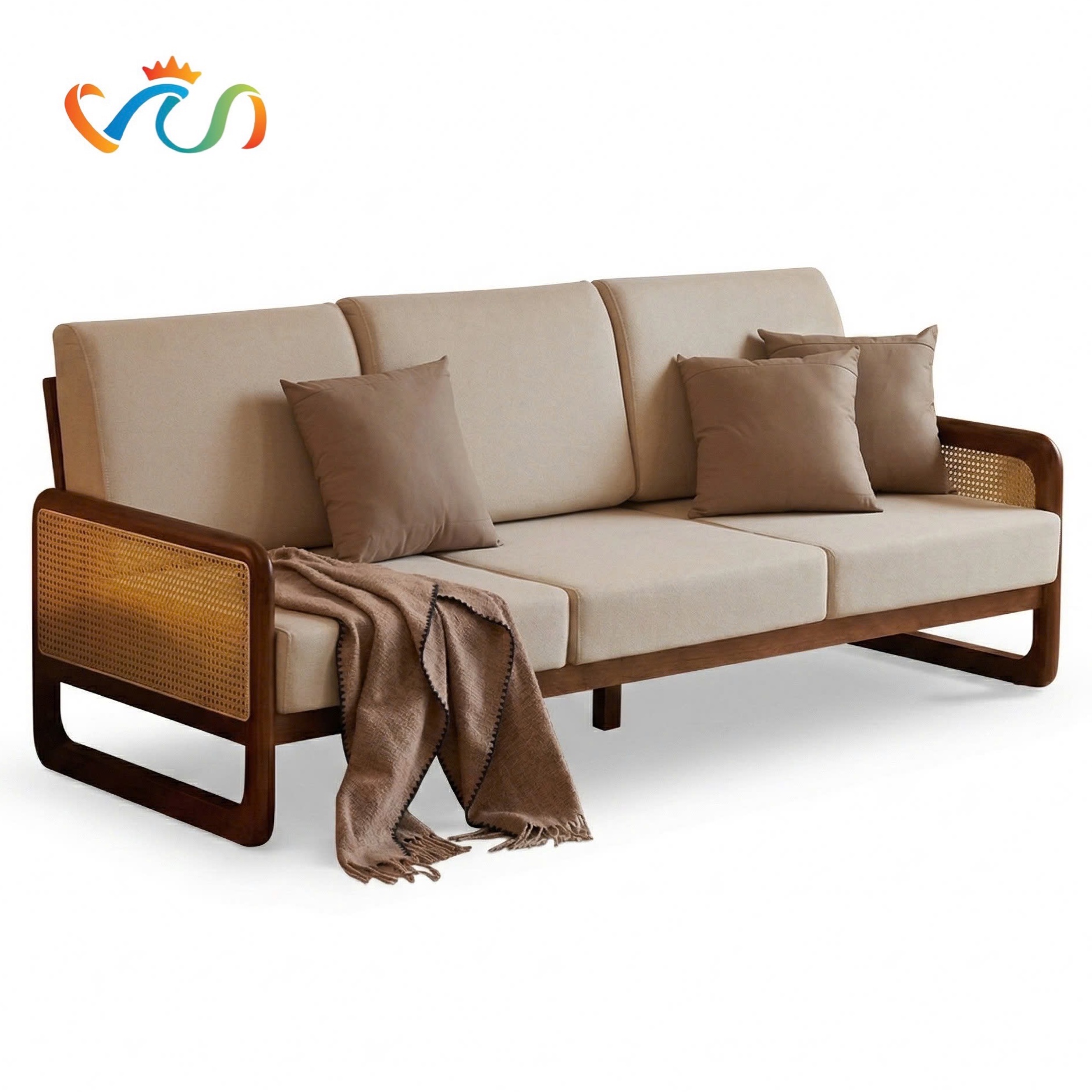 Ghế sofa gỗ tự nhiên phối mây VUADECOR VS111