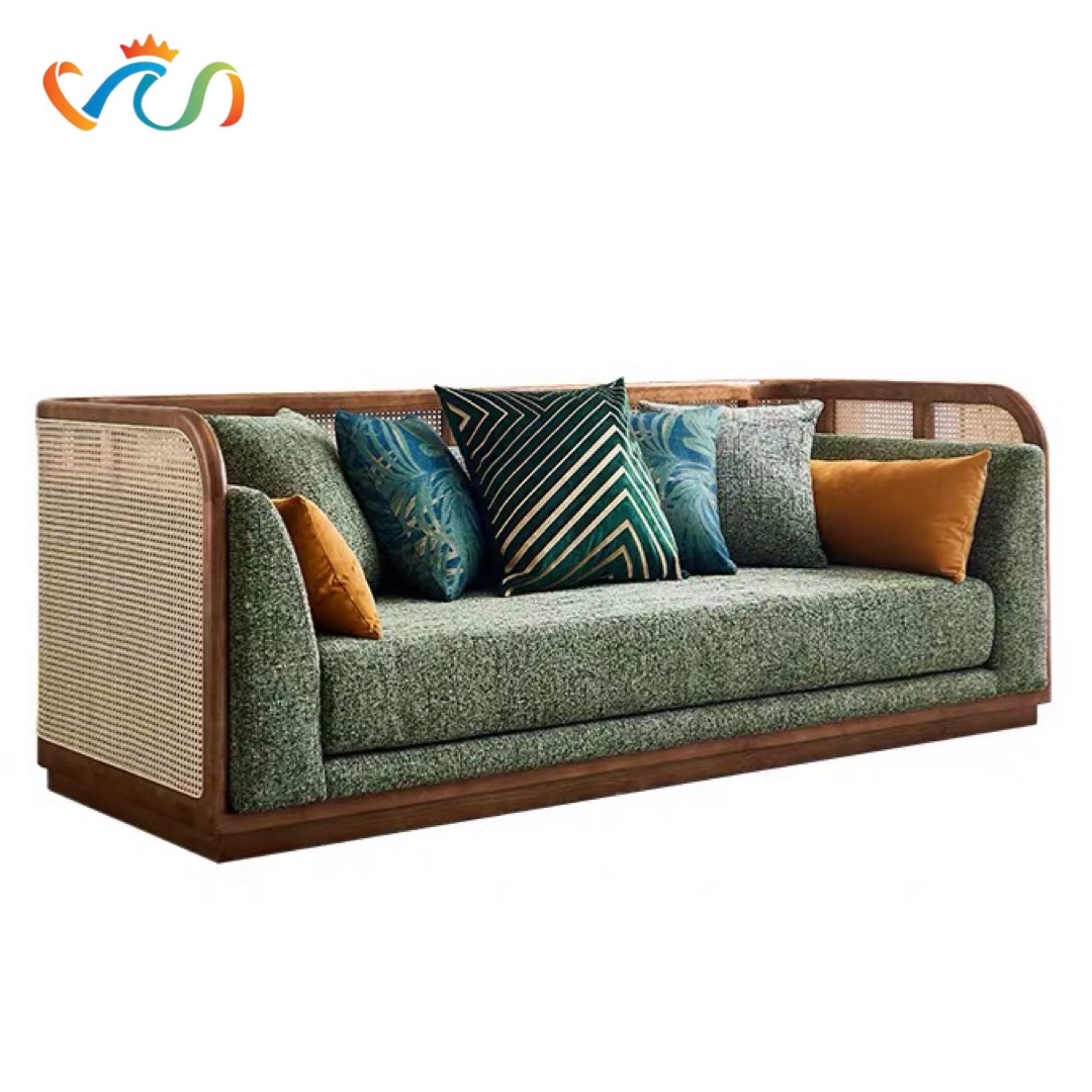 Ghế sofa gỗ tự nhiên phối mây VUADECOR VS114