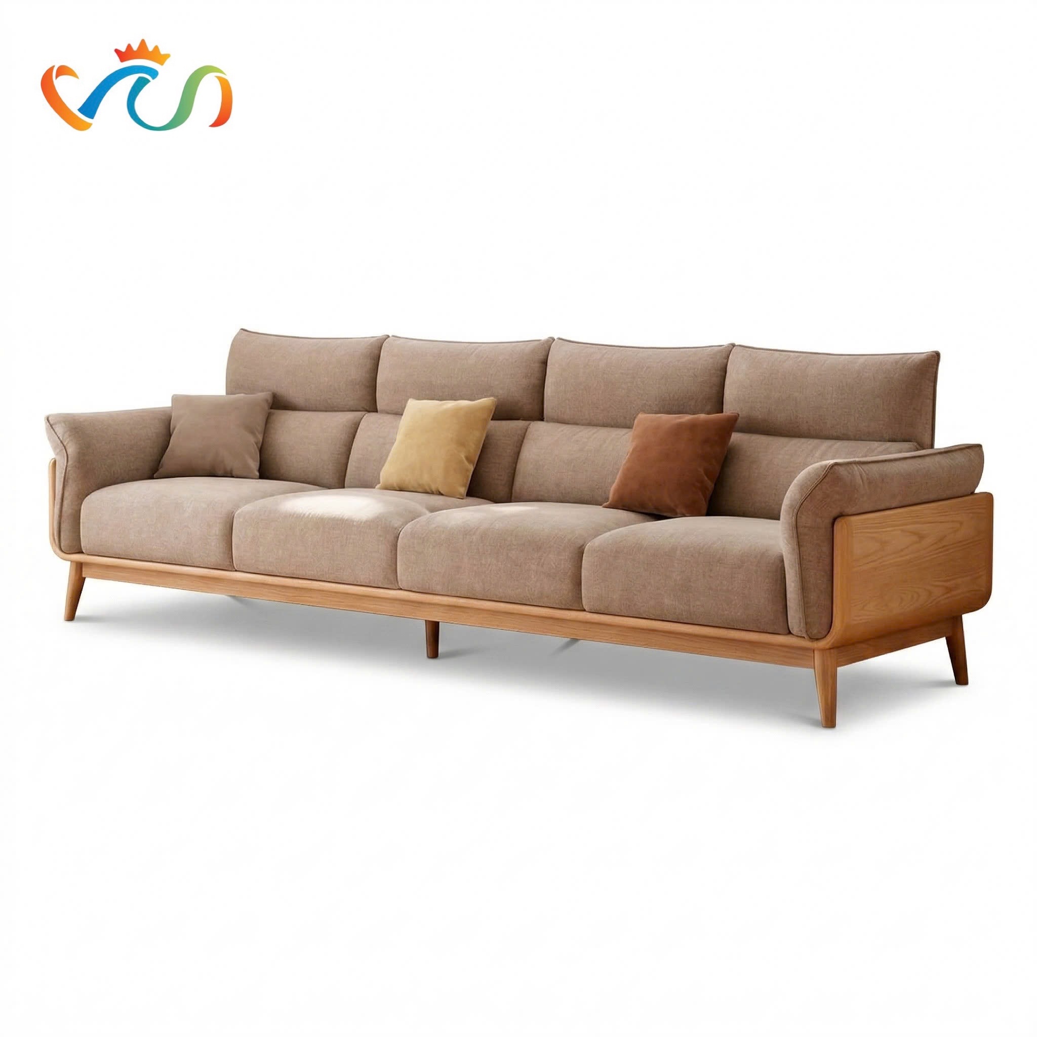 Ghế sofa gỗ tự nhiên đệm nỉ, da VUADECOR VS115