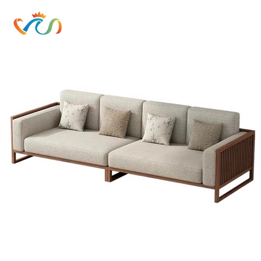 Ghế sofa gỗ tự nhiên đệm nỉ, da VUADECOR VS117