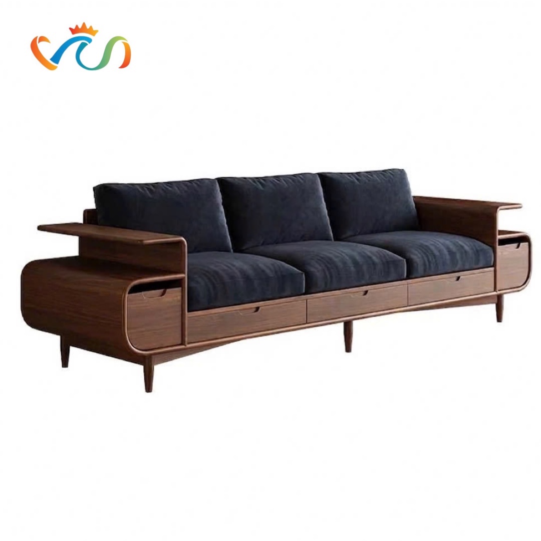 Ghế sofa gỗ tự nhiên đệm nỉ, da VUADECOR VS122