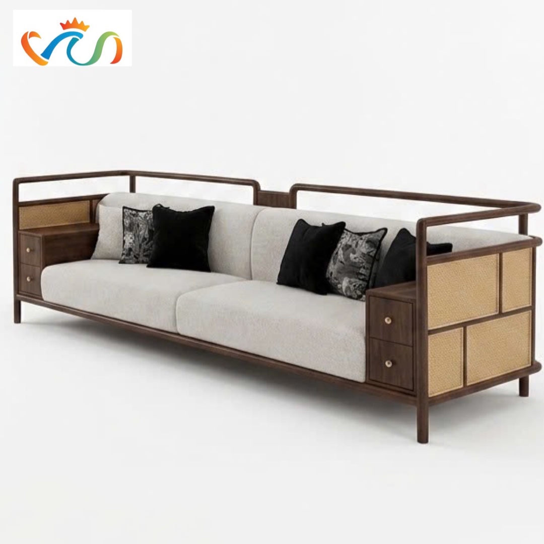 Ghế sofa gỗ tự nhiên phối mây VUADECOR VS123