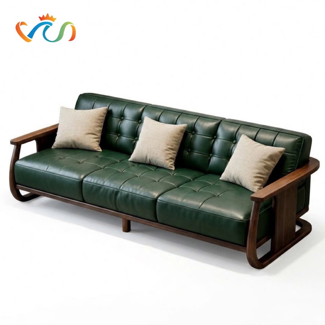 Ghế sofa gỗ tự nhiên đệm nỉ, da VUADECOR VS126