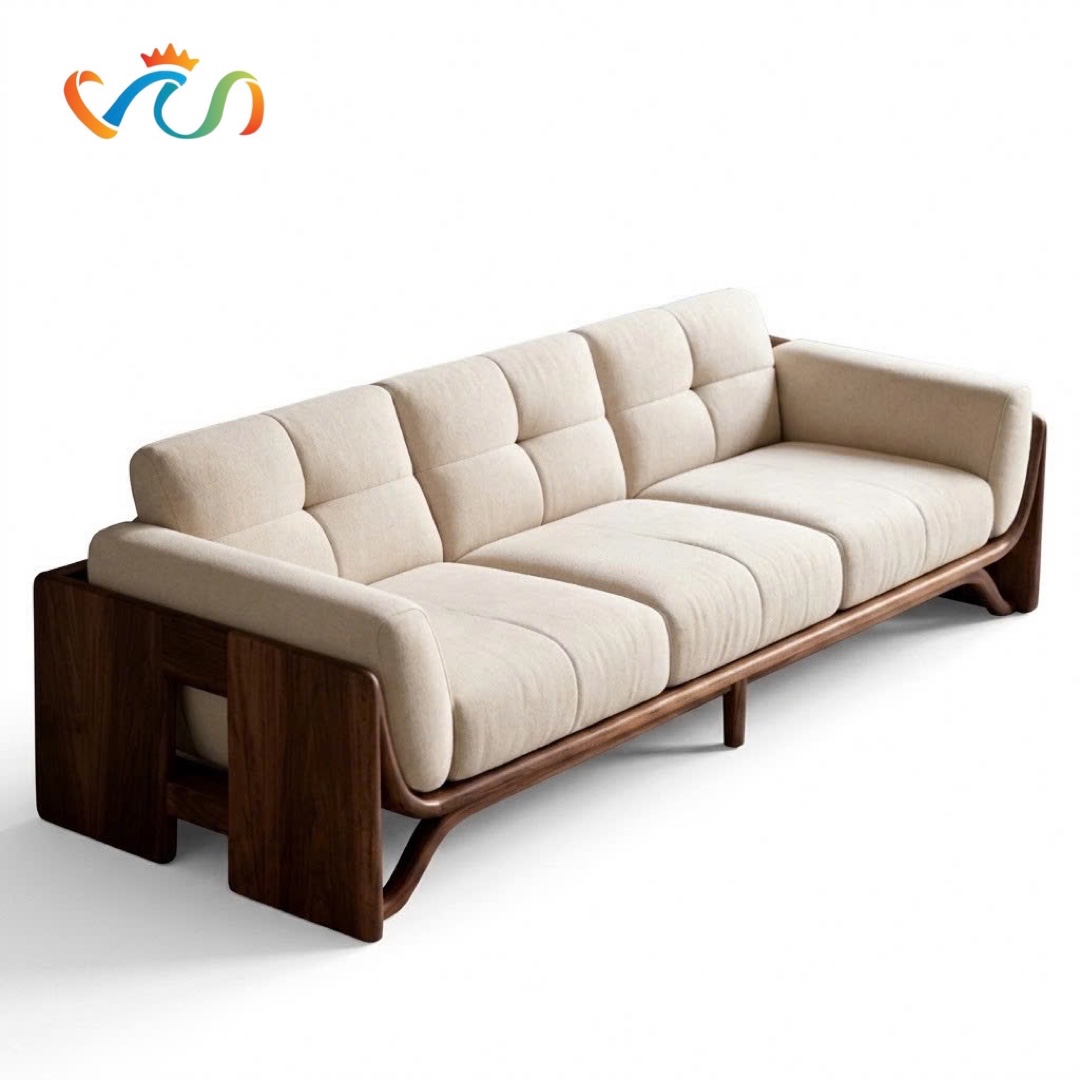 Ghế sofa gỗ tự nhiên đệm nỉ, da VUADECOR VS127