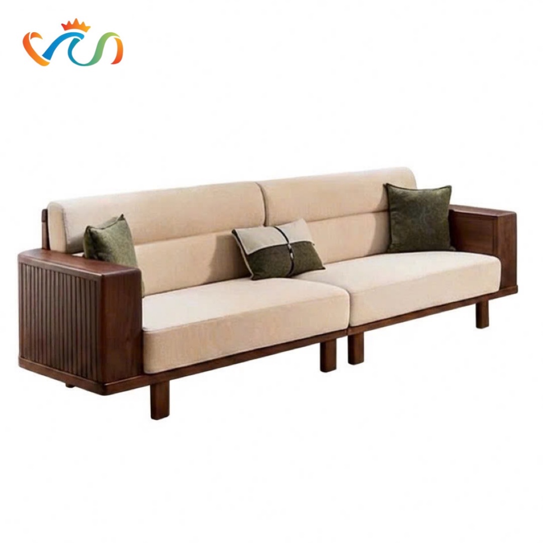 Ghế sofa gỗ tự nhiên đệm nỉ, da VUADECOR VS128