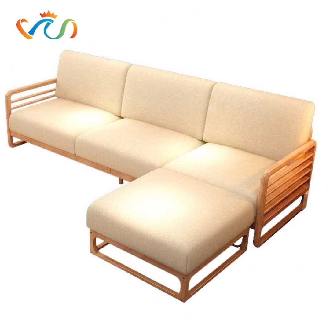 Ghế sofa gỗ tự nhiên đệm nỉ, da VUADECOR VS129