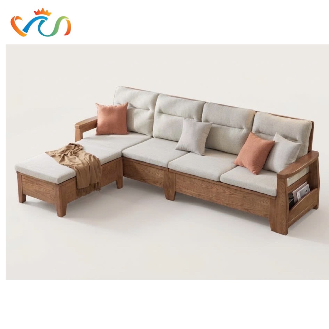 Ghế sofa gỗ tự nhiên đệm nỉ, da VUADECOR VS133