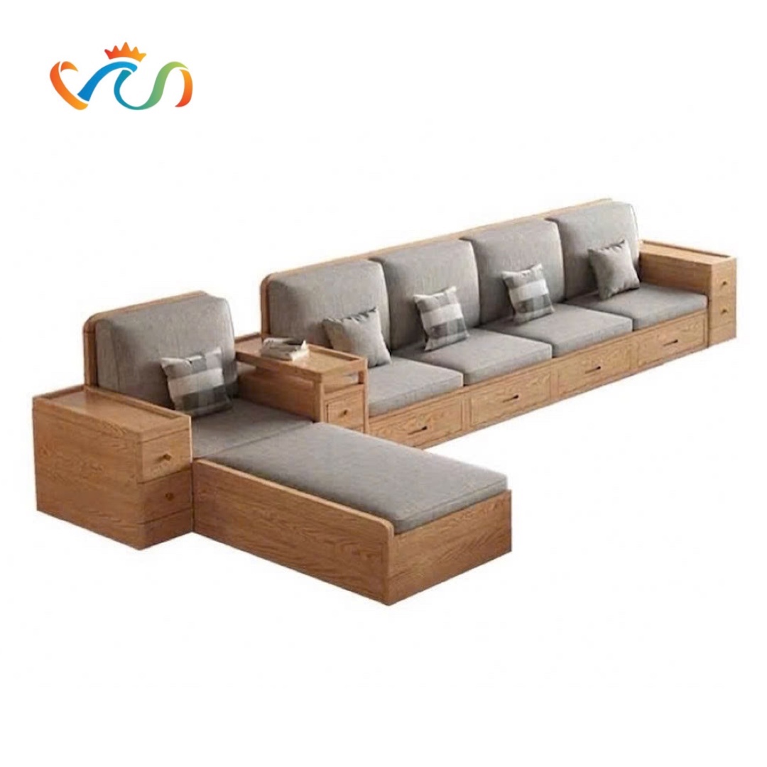 Bộ Ghế sofa gỗ tự nhiên có ngăn để đồ VUADECOR VS134