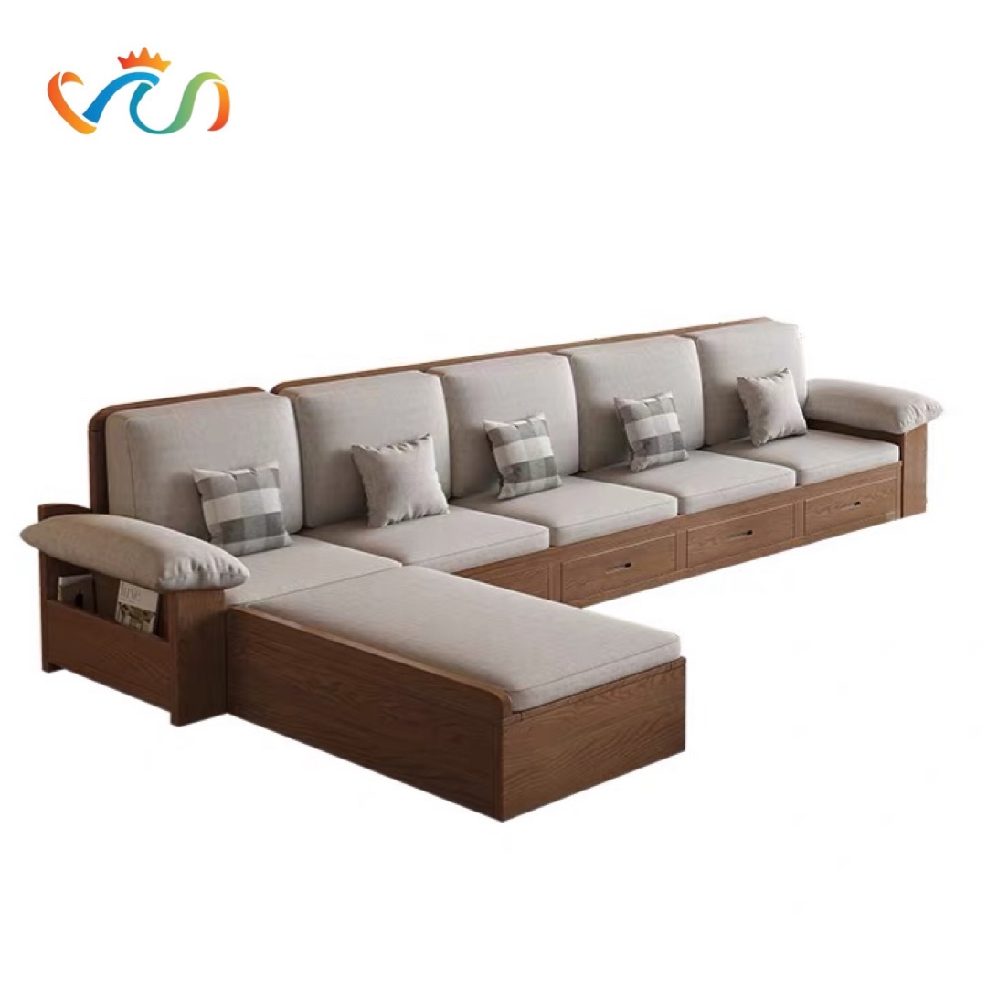 Bộ Ghế sofa gỗ tự nhiên có ngăn để đồ VUADECOR VS135
