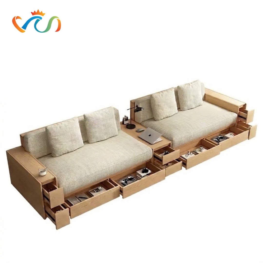 Bộ Ghế sofa gỗ tự nhiên có ngăn kéo VUADECOR VS136