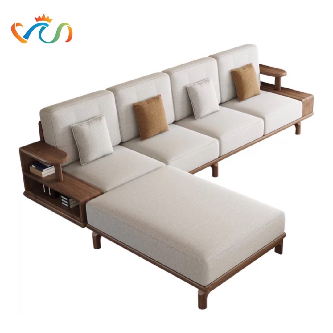Bộ Ghế sofa gỗ tự nhiên có kệ để đồ VUADECOR VS138