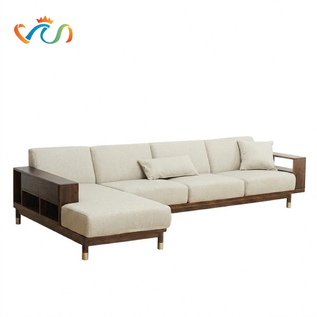 Bộ Ghế sofa góc gỗ tự nhiên VUADECOR VS139