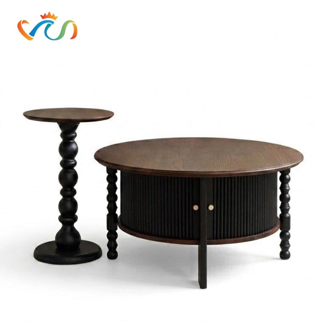 COMBO Bàn Trà Gỗ Tròn Phong Cách INDOCHINE VBT47