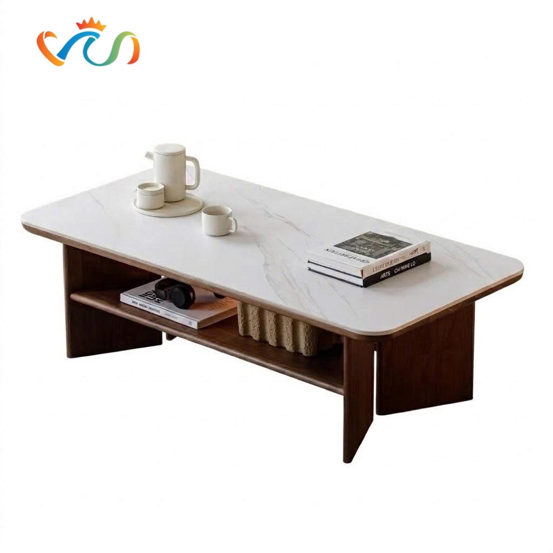 Bàn Trà Gỗ Mặt Đá Ceramic Cao Cấp VBT59 Phong Cách Modern Luxury