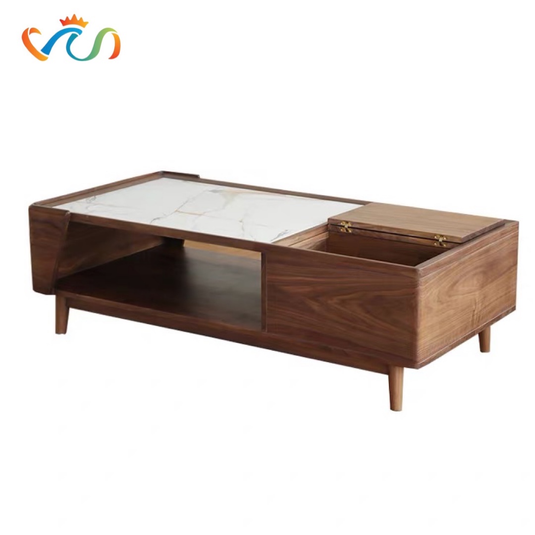 Bàn Trà Gỗ Mặt Đá VBT64 Phong Cách VINTAGE