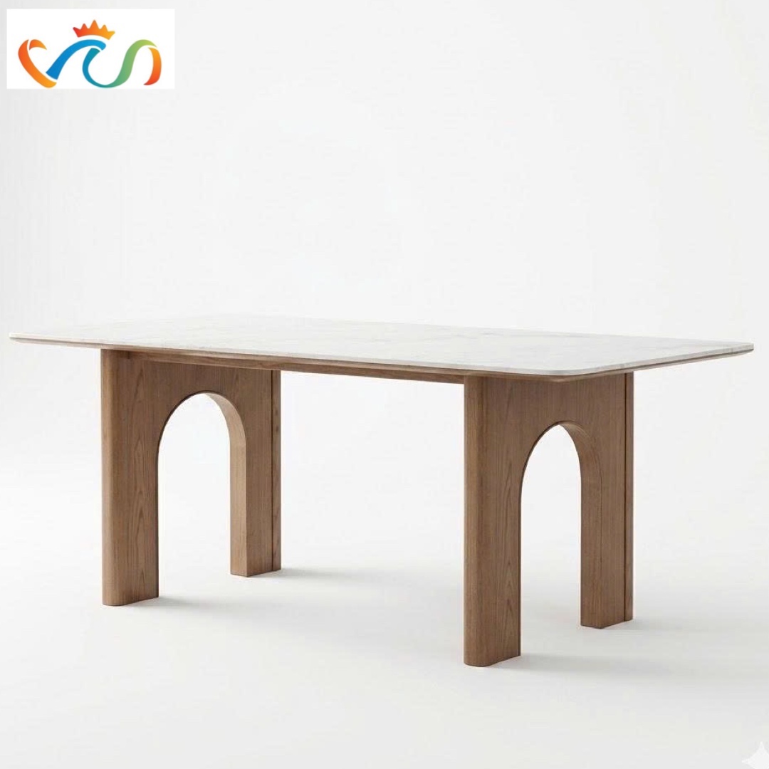 BÀN ĂN GỖ CHÂN VÒM VBA38 – PHONG CÁCH MID -CENTURY