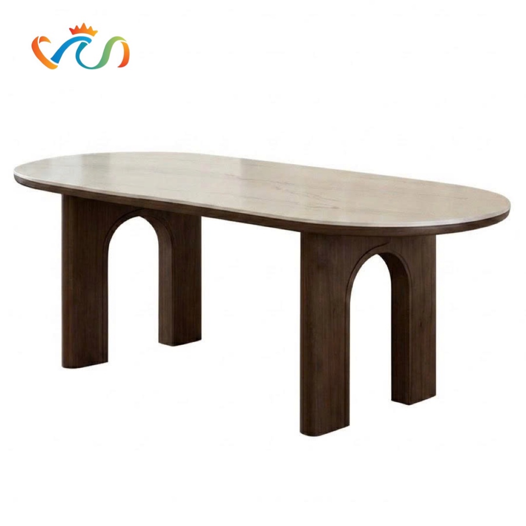 BÀN ĂN OVAL GỖ CHÂN VÒM VBA40 – PHONG CÁCH MID -CENTURY