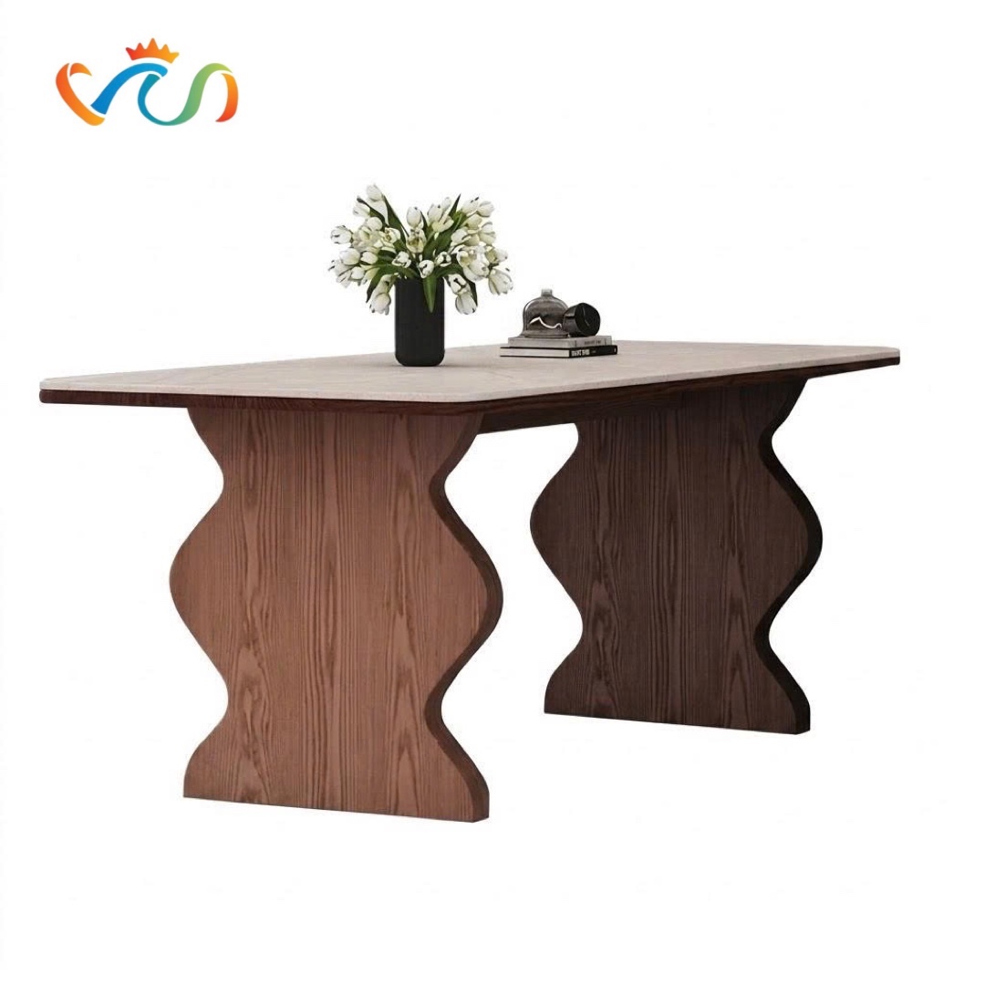 BÀN ĂN MẶT CHỮ NHẬT 2 CHÂN SÓNG VBA51 – PHONG CÁCH JAPANDI