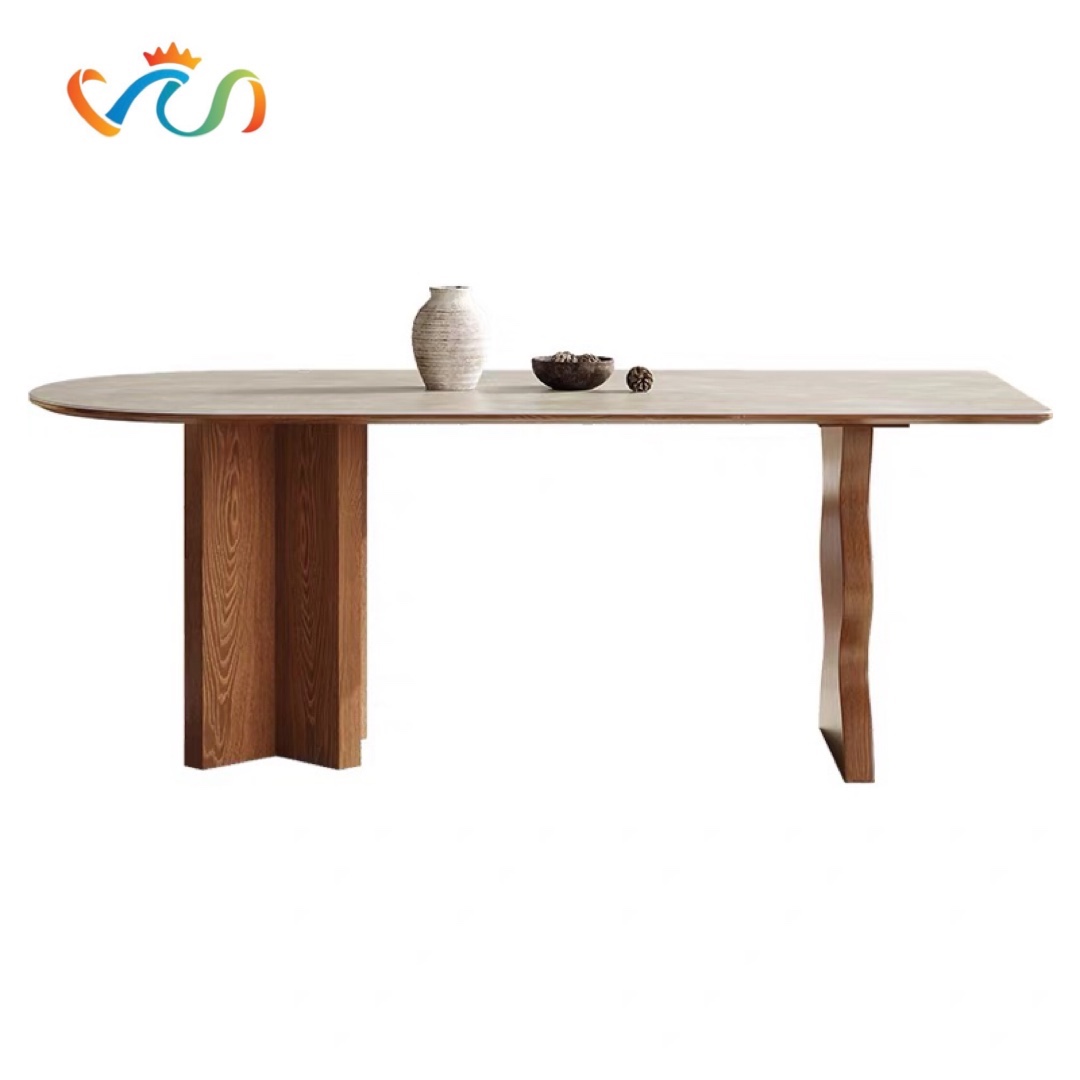 BÀN ĂN MẶT OVAL 2 CHÂN TRỤ NGHỆ THUẬT VBA53 – PHONG CÁCH JAPANDI