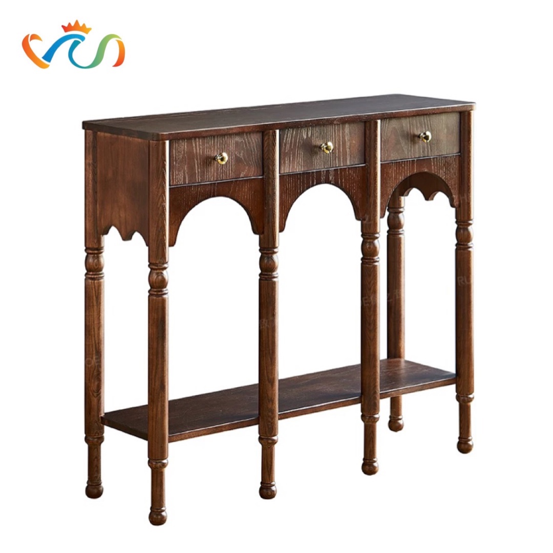Tủ kệ Console trang trí VT93 phong cách Vintage tân cổ điển
